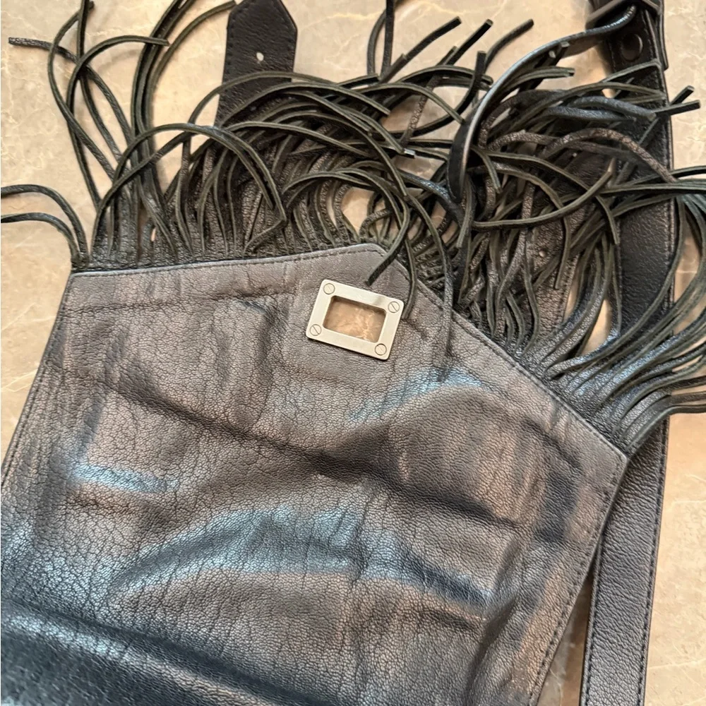 Proenza Schouler Black Leather Fringe Crossbody